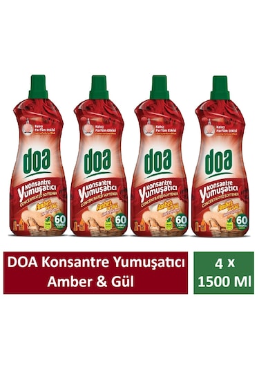 Doa Konsantre Çamaşır Yumuşatıcı Amber Ve Gül 1500 Ml X 4 Adet 4'lü Set