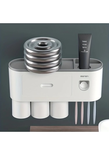 Fastbuy Challenger Siyah 2li Fincan Seti Cok Fonksiyonlu Diş Fırçası Tutucu Otomatik Macun Sıkacağı Duvara Monte Siyah Siyah