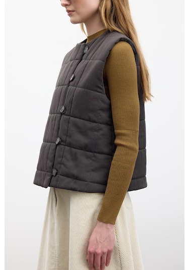 Kapitone Kısa Fit Yelek Antrasit Antrasit