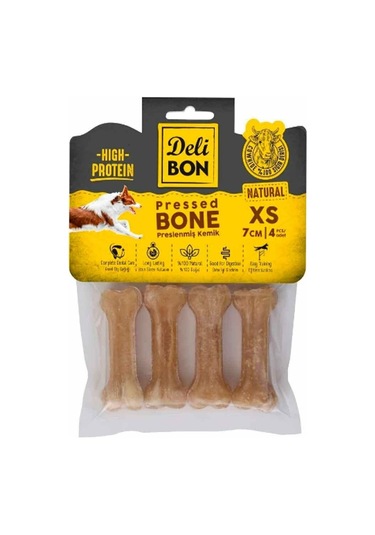 Dlbn Deri Press Köpek Kemik 7cm Xs Boy 4lü Paket Natural