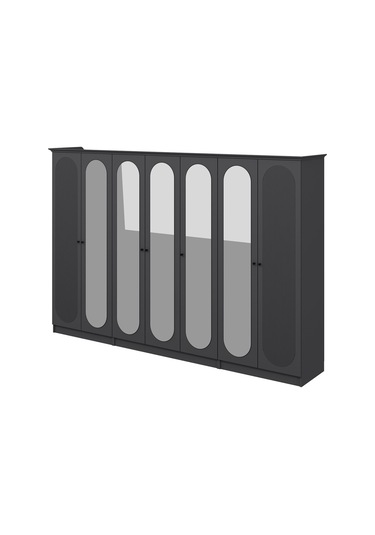 Kale 7 Kapak 5a 2ç Dolap Antrasit - Mebran Defne Ayna Antr 190cm Antrasit