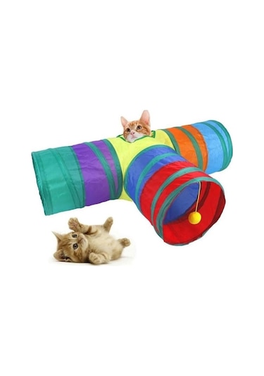 Mad-181 Üçlü T Model Kedi Oyun Tüneli 85 50 Cm