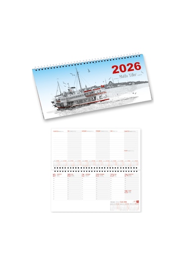 2026 Haftalık Masa Takvimi Masa Sümeni Orta Boy 31 x 14.5 CM