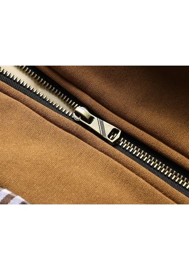 Kapitone Pamuklu Sweatshirt Sahte İki Parçalı Erkek Ceketi Haki