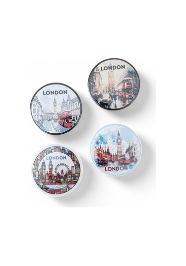 Londra Magnet Set 3 - 4'lü Buzdolabı Magnet London Karışık Renkli