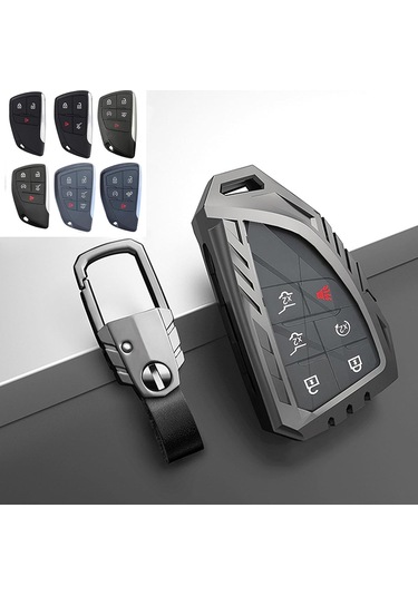 Geeksen Chevrolet 2021-2022 Model 3/4/5/6 Tuşlu Akıllı Anahtar İçin Alüminyum Korumalı Kılıf Gri Anahtar Zinciri İçerir