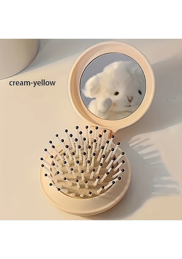 Chenkestoreone Kahve Rengi Katlanır Seyahat Tarağı Aynalı Kompakt Ve Hafif