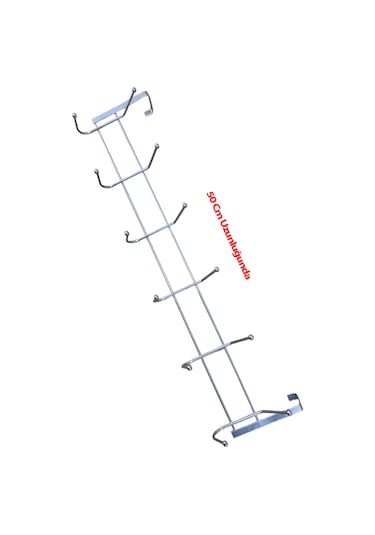 Krom Kapı Arkası Askısı 6 Lı 50 Cm Uzunluğunda Gümüş