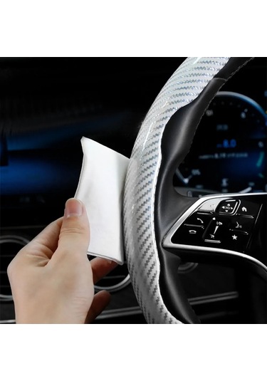2025 Yeni Lüks Parlak Karbon Fiber Doku Araba Direksiyon Kapağı, Kaymayan, 2pcs Black Siyah