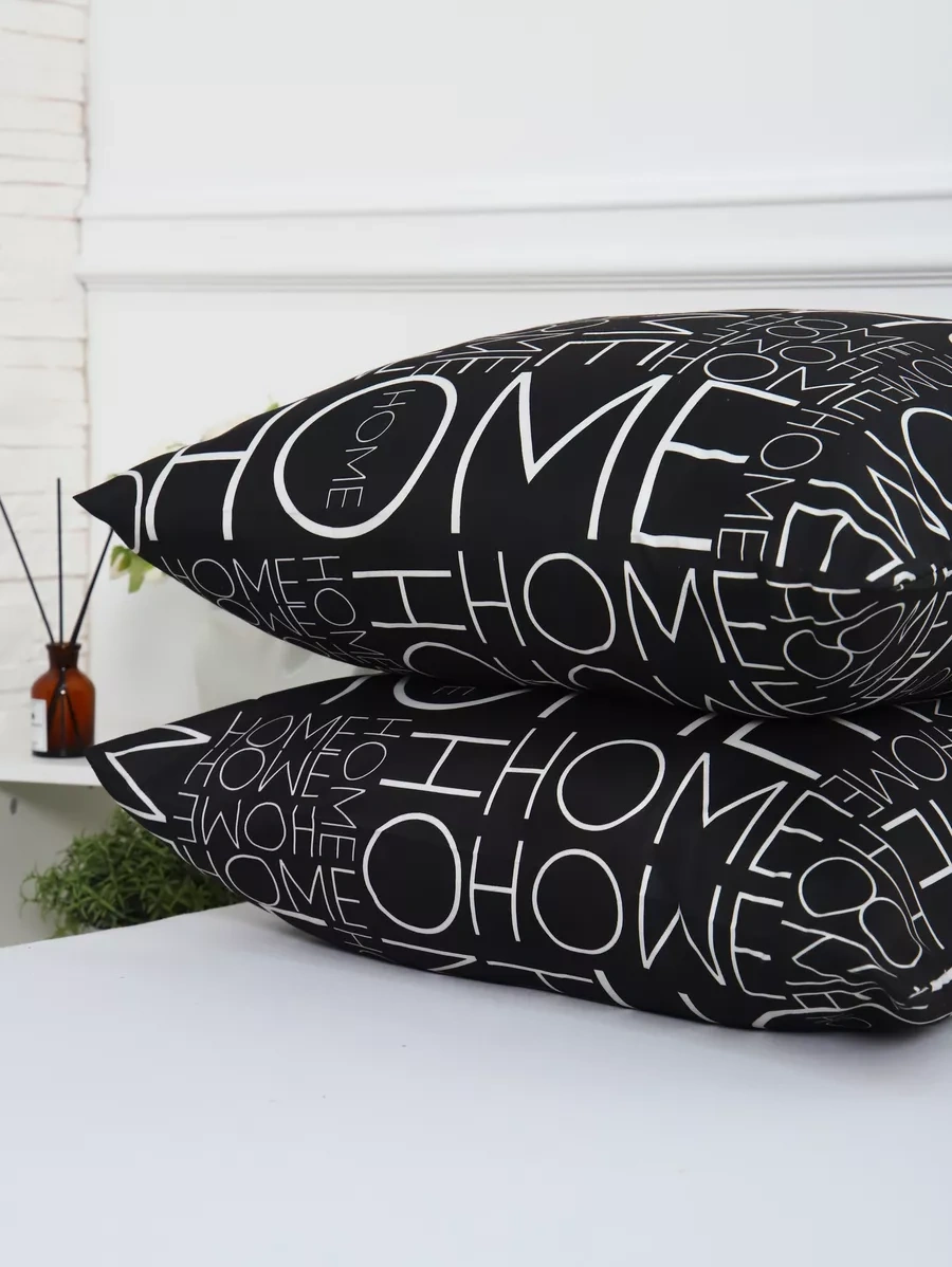 Inteteks Fermuarlı Yastık Kılıfları 70x70 2 Adet Polysaten 237018405 Siyah Mat