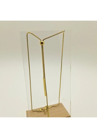 Gold Renk Sallantılı Ve Ayarlanabilir Çelik Kolye Altın - Gümüş