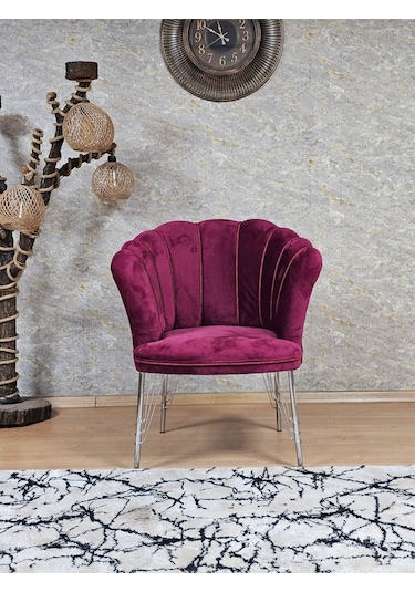 Tekli Krom Kaplama Tel Ayak Papatya Çay Seti Koltuk Tekli Berjer 001