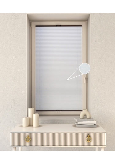Beyaz Plise Katlanır Cam Balkon Perdesi - Ofis Perdesi - Mutfak Perdesi - Salon Perdesi - Beyaz