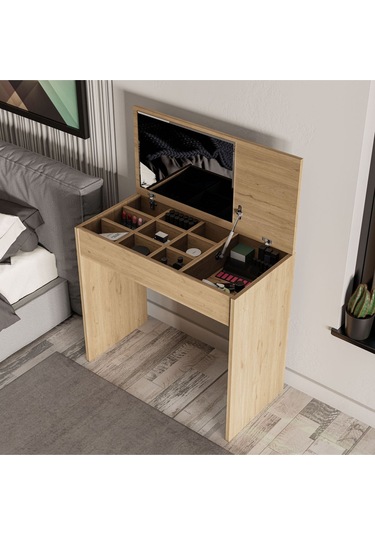 2232 Laıla Düşer Kapaklı Aynalı 80 Cm Makyaj Masası