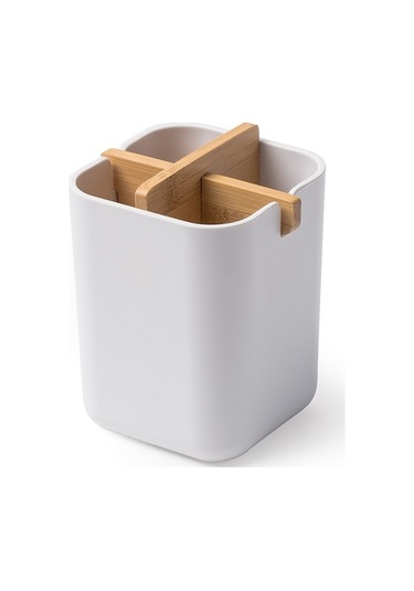 Pazly Bambu Lifli Saklama Kutusu - Biyobozunur Banyo & Mutfak Organizer Diş Fırçası Askılı Beyaz Diğer Diğer