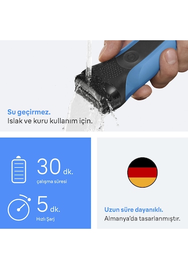 Braun Series 3 Elektrikli Tıraş Makinesi, Islak Ve Kuru, 310s 1 Saat