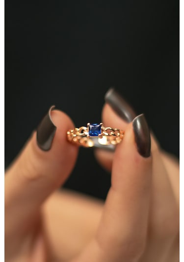 Prenses Kesim Safir Taşlı Yüzük - Rose