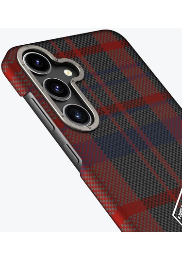 Galaxy S24 Plus Uyumlu Kılıf Ekose Desenli Youngkit Gezhi Serisi Kapak Kırmızı