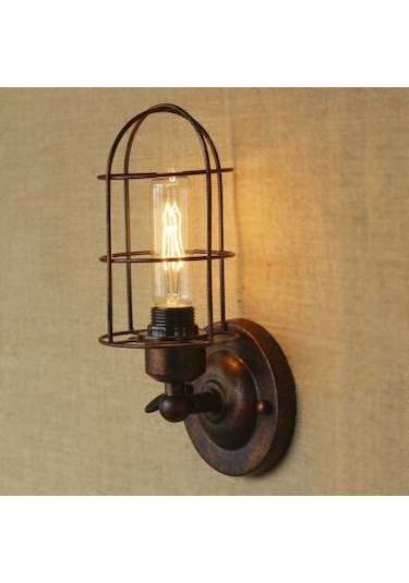 Riolight Retro Kafesli Mafsalı Bakır Eskime Rustik Aplik Eskitme