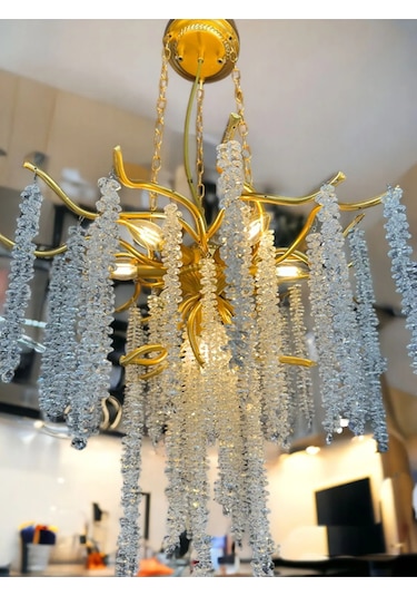 Luxury Serip Avize-sarmaşık Kristal Taşlı Lüx Avize Salon-lobi-ot 1 Adet