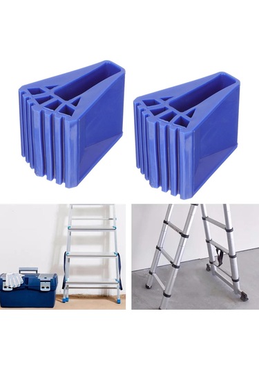 Homyl 2x Merdiven Ayakları Kaymaz Teleskopik Ahşap Mavi