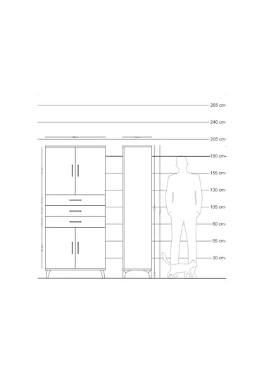 Hyperion Dolap 3 Raflı 3 Çekmeceli 4 Kapaklı 88x44x195 Çam-çam Çam