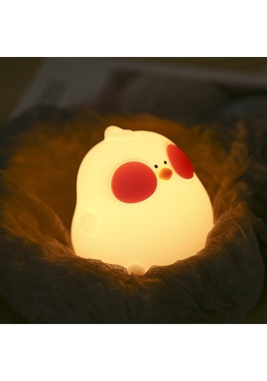 Prestigegoods Neoglint Sevimli Tavuk Gece Lambası Silikon Civciv Yatak Başucu Bebek Lambası Rg Beyaz