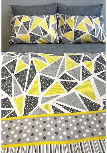 Tek Kişilik Ranforce Nevresim Takımı Lastikli Çarşaflı Modern