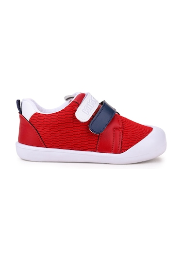 Kiko Kids Textile Cırtlı Erkek Bebek Spor Ayakkabı Kırmızı