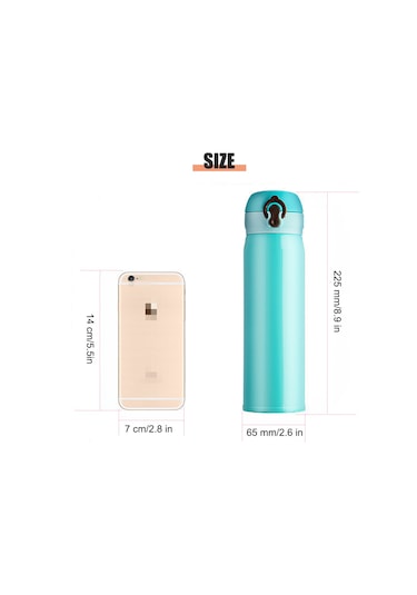 Ruicoo 500ml Mavi 304 Paslanmaz Çelik Vakumlu Bardak, 8 Kat Isı Yalıtımı Ve Damlacık Sağlama Özelliği, Tıklama Açma Kapağı İle Taşınabilir İçecek Kabı Mavi