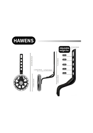 Ebitda Xindoker 12-20 İnç Bisikletler İçin Ayarlanabilir Eğitim Tekerlekleri - Sessiz Denge Tekerleği Seti Sarı/ Sarı