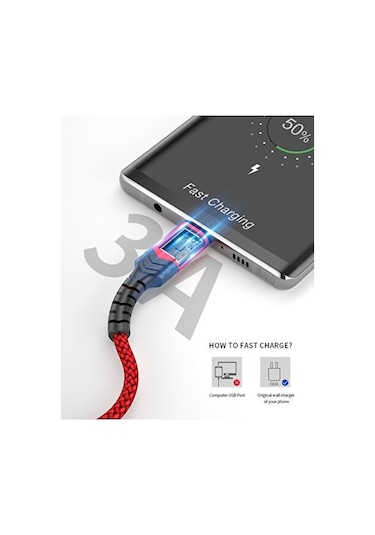 Jsaux Premium Serisi Cc0011 3.1a 2 Metre Type-c Hızlı Şarj Ve Data Aktarım Kablosu Örgülü Kablo Galaxy S20 S10 S9 S8 Plus Note 10 9 8,ps5 Ve Type-c Gi