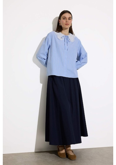 DeFacto A Kesim Basic Düz Poplin Maxi Tesettür Etek E4369AX25SPNV28