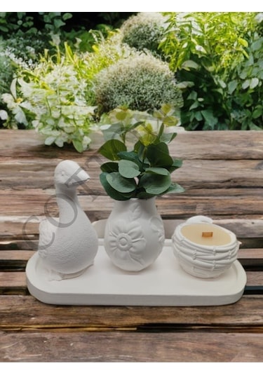 Cottonova C48 Dekoratif Vazo, Mumluk Ve Ördek Figürü