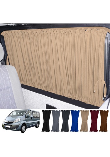 Pandami Opel Vivaro A 2001-2014 Uyumlu Krem Raylı Oto Perde Takımı