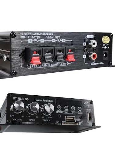 Magicvoice Yw-406l 12 Volt 100 Watt Motosiklet Bluetooth Amfi Usb/sd 2 Kanal Pazarcı - Anfi 154x80x