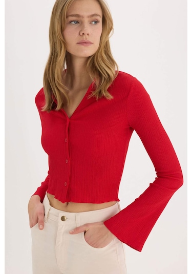 DeFacto Coool Fitted Bürümcük Uzun Kollu Gömlek A0012AX25SPRD51