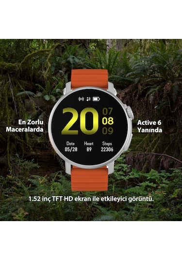 Logia Active6 Yuvarlak Alüminyum Kasa Spor Silikon Kordon Akıllı Saat
