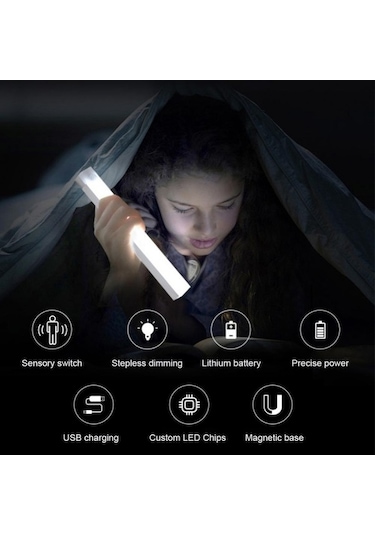 Novahub 2022 Beyaz Şarj Edilebilir İnsan Zekası Algılama Led Gece Lambası, 20cm 2pcs, Dolap Ve Koridor Işığı Beyaz