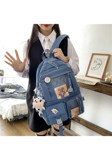 Tenfowee Japon Harajuku Kız Okul Çantası, Kore Versiyonu, Lise Ve Ortaokul Öğrencileri İçin Şık Ve Sevimli Sırt Çantası, Siyah Tek Paket. Siyah