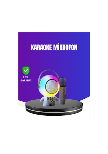 Rgb Işıklı Astronot Bluetooth Hoparlör Karaoke Mikrofonlu