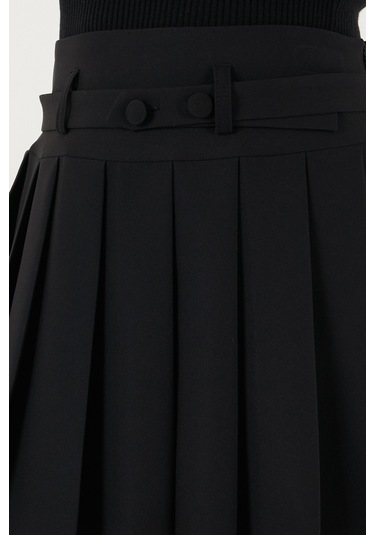 Lela Regular Fit Kemerli Pileli Mini Boy Bayan Etek 6523447 Siyah