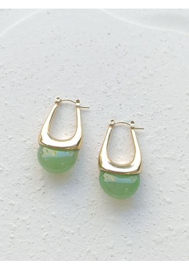 Sakıt Yeşil Çelik Küpe Altın - Yeşil