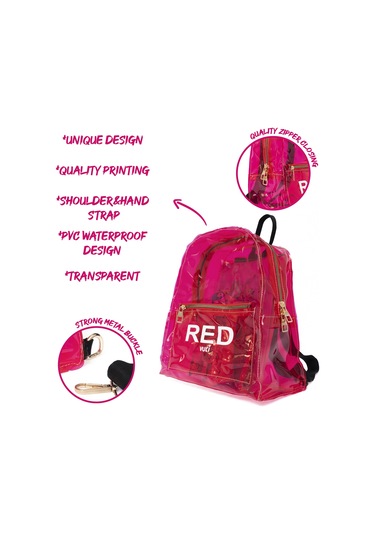 Renkli Şeffaf Sırt Çantası Kırmızı