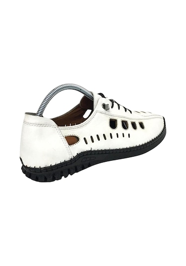 Catelli %100 Hakiki Deri Erkek Tam Yazlık Rahat Günlük Delikli Çarık Ayakkabı Yeni Sezon 40-45 Beyaz