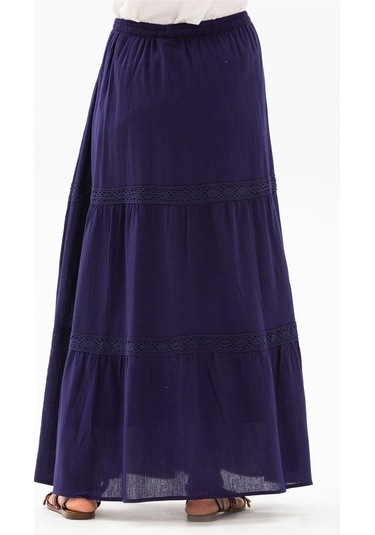 Uzun Şile Bezi Dantelli Etek Mor Mor