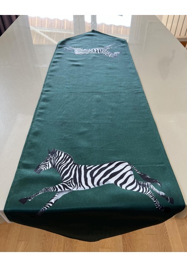 Zebra Desenli Yeşil Renk 35 135 Cm Runner Yeşil