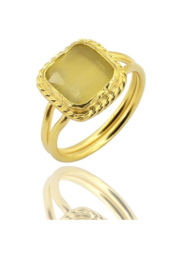 Beyisa Güneş Taşı Serisi Sarma Kare Kesim Sarı Renkli 22 Ayar Altın Kaplama Kadın Set