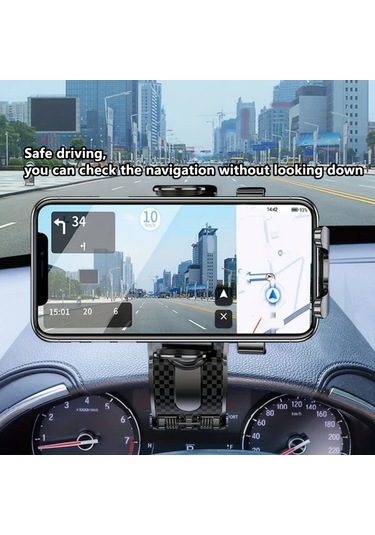 Primepickings 360 Derece Dönebilir Çok Fonksiyonlu Black Araç İçi Telefon Tutucu Titreşim Önleyici Karbon Fiber