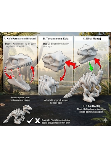 T-rex Eklemli İskelet - Fen Bilgisi Eğitici Kit Card